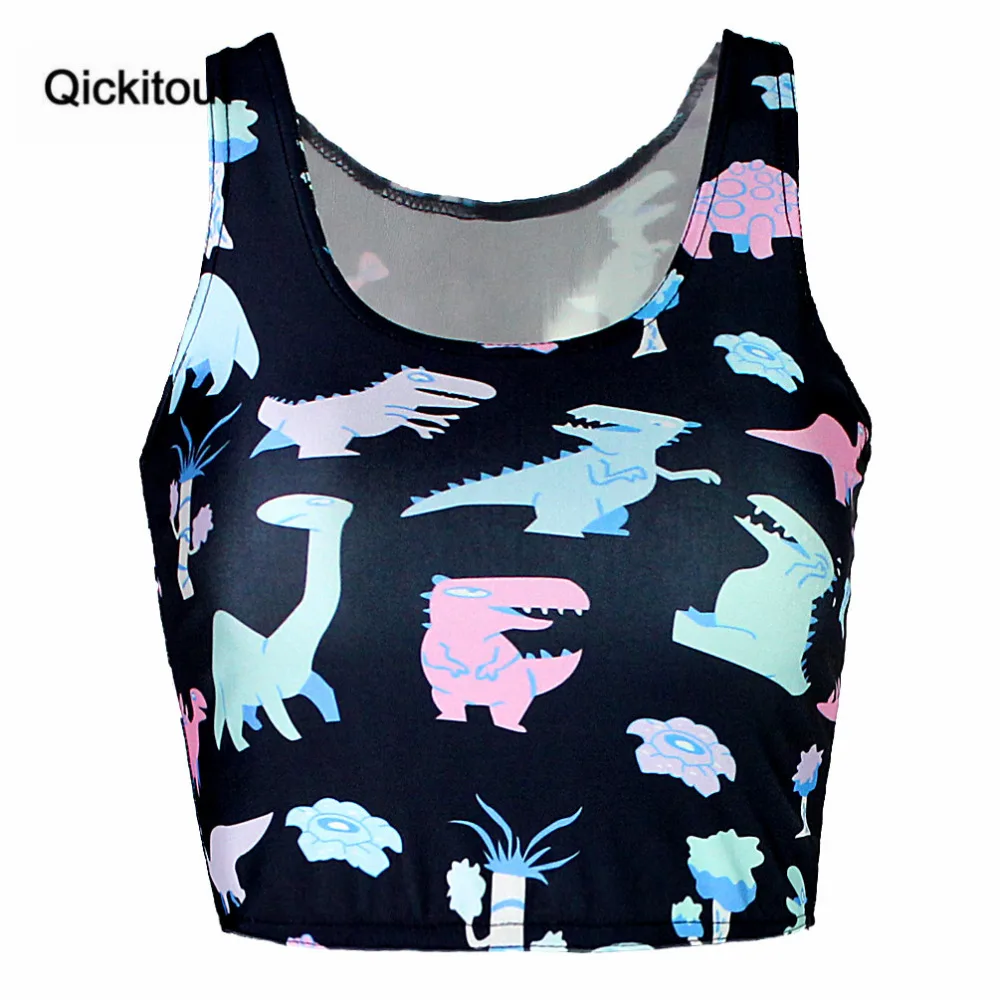 

Qickitout Tanks 2016 Fashion Women's Dinosaur Digtal Print Casual Vest New Tank Tops Sleeveless Vest Plus Size Drop shipping