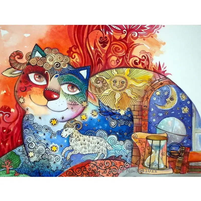 Картина маслом по номерам DIY в рамке милые кошки на холсте для свадебного