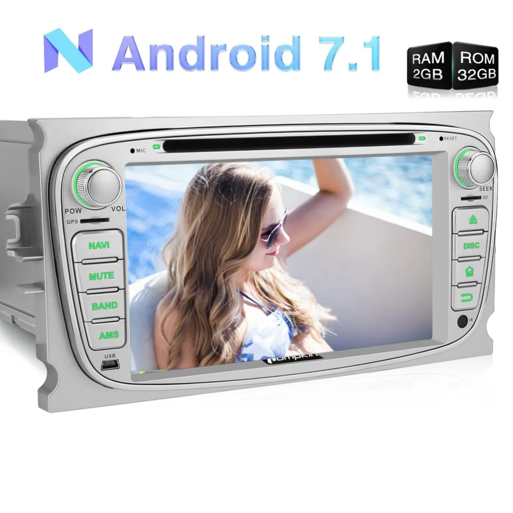 

Pumpkin 2 Din Android 7.1 Car DVD Player GPS Navigation 2G+32G Quad-core Stereo For Ford Mondeo/Focus FM Rds Radio Wifi Headunit