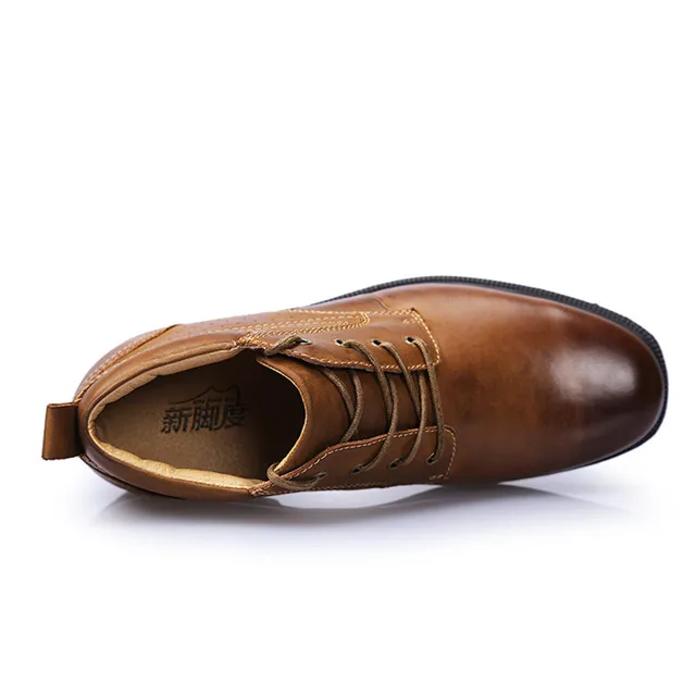 Новые удобные держать теплая обувь Кожа увеличивающие рост 8 см с высоким берцем увеличивающая рост зимние сапоги для Для мужчин холодную погоду носить - Цвет: no cashmere style