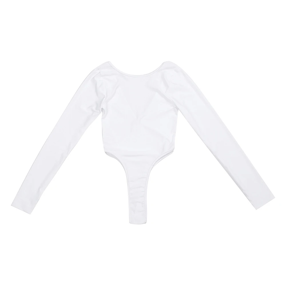 iEFiEL Women Sexy Bodysuit Long Sleeve High Cut Crotchless Thong Leotard Body String Catsuit Jumpsuit Womens Dancing Clothing bodysuits