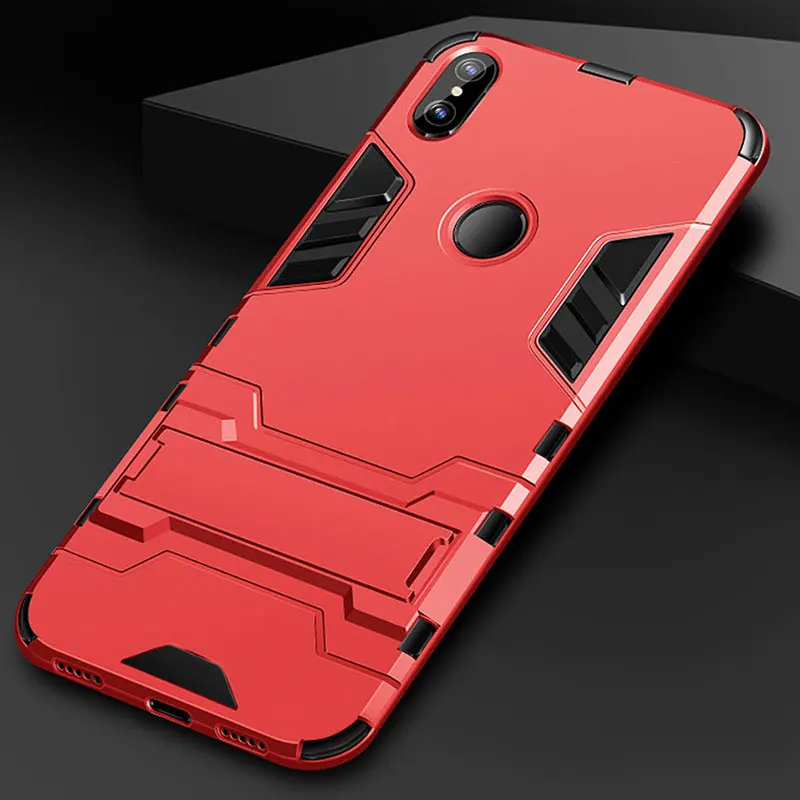 Slim Case For Xiaomi Mi A2 Lite Case Silicone Cover Hard PC+Soft TPU Back Case For On Xiaomi Mi A2 Lite Case Phone Stand Fundas - Цвет: Красный