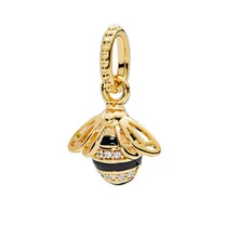 Сверкающий блеск 18ct позолоченный& 925 пробы серебро queen пчелы кулон для изготовления украшений своими руками, соответственные Пандоре обаятельные подвески для женщин ювелирные изделия SH010
