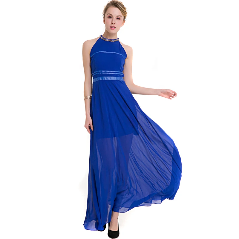 Wholesale 2017 Formal Party Dress Brief Metal Chain Halter Neck Off Shoulder Sexy Women Summer Dress Tunic Long Plus Size Chiffon Dress Buy Cheap 2017 Formal Party Dress Brief Metal Chain Halter Neck Off Shoulder Sexy Women Summer Dress Tunic Long Plus Size Chiffon Dress