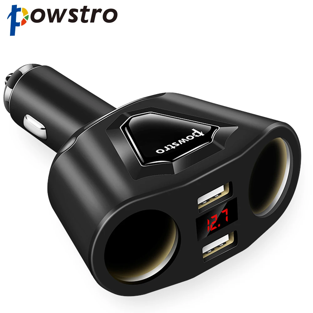

Powstro 3.1A Dual USB Car Charger LED Car Cigarette Lighter Power Socket Charger Adapter With 2 Port Cigarette Lighter