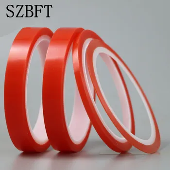 

SZBFT 2Rolls 5mm-15mm *5M Strong pet Adhesive PET Red Film Clear Double Sided Tape No Trace for Phone LCD Screen free shipping