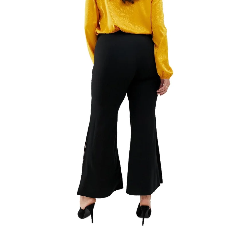 

Large Size Solid Color Under The Black Sexy Big Pants Women Flare Pants Streetwear Feet Open Trousers