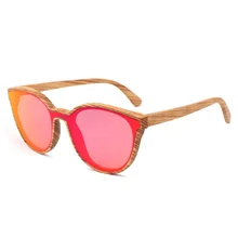 BerWer новые деревянные очки Для женщин Для мужчин круглый бамбуковые солнцезащитные очки Зебра очки с деревянной оправой поляризованные линзы Винтажные Солнцезащитные Очки