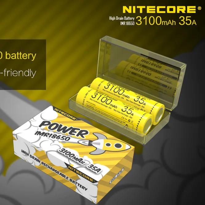 

2 pcs NITECORE IMR 18650 3100mah 35A Li-ion Rechargeable Battery for E-CIG Electronic cigarette