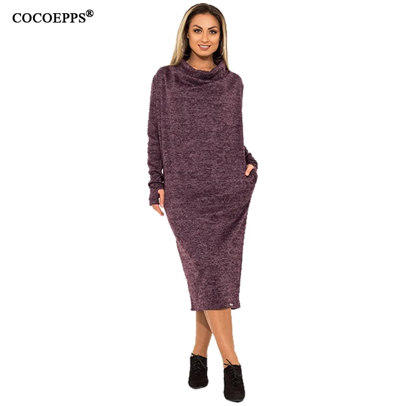 

2019 NEW Winter Dress 5XL 6XL Big Size Women Dress Plus Size Maxi Long Dress Turtleneck Casual Dress Elegant Long Sleeve vestido
