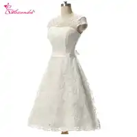 Alexzendra Vintage Short Wedding Dress Knee-Length Lace Bridal Gow A Line Bridal Gowns vestido de noiva