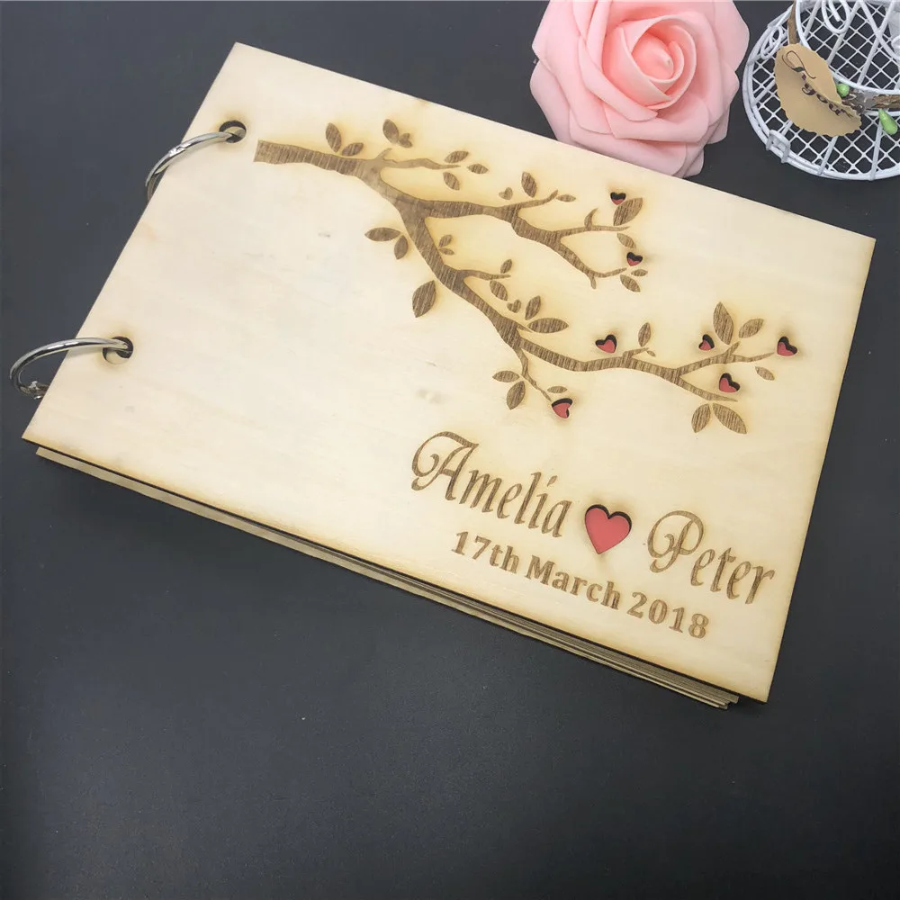 

Personalized Wedding Guest Book Wood Custom Guestbook Love Tree Mr and Mrs Wedding Guest Book Supplies