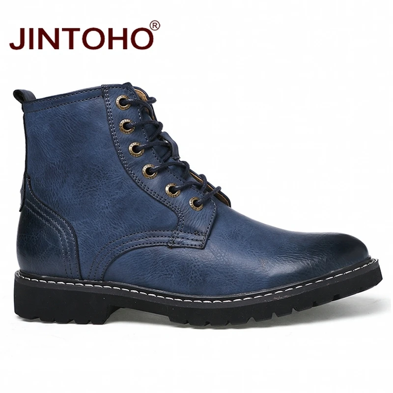 JINTOHO Мужская зимняя обувь модные мужские зимние ботинки остроносые до середины