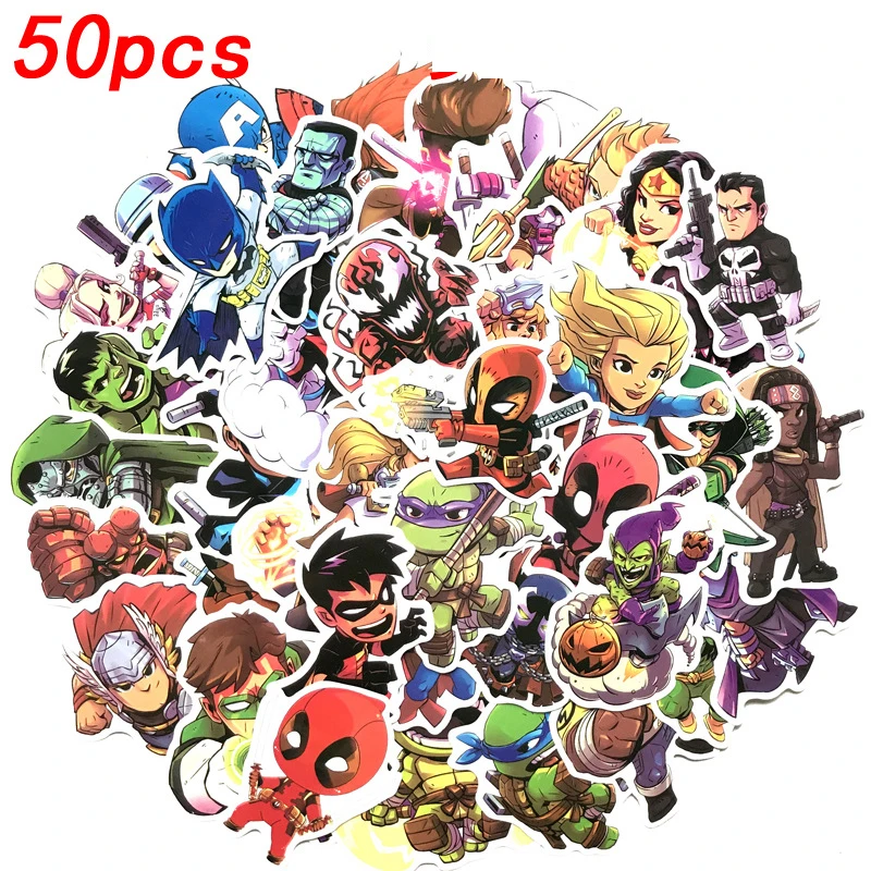 Новые 50 шт./лот наклейки для MARVEL Super Hero DC автомобиля ноутбука Наклейка на