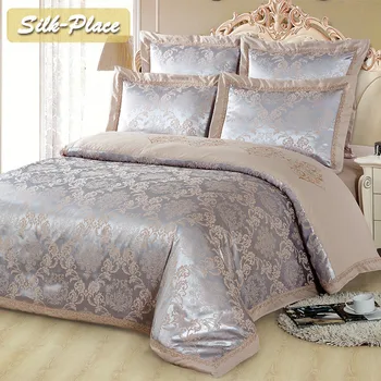 

Comfortable Bedding 4-7 psc. "Silk Place" Luxurious Family Bedding Set with Russian Size Jacquard sp 107