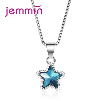 

Exquisite Blue Star Crystal Pendant 925 Sterling Silver Necklace For Women Girls Personality Party Jewelry