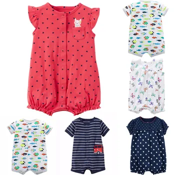 

New Summer Baby Clothes Infant Girl Boy One-pieces Cartoon Striped Printed Romper Jumpsuit Kids Clothes