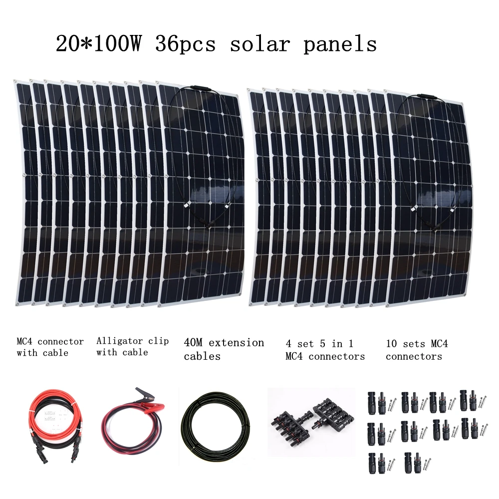 20 штук подойдет как для повседневной носки, так 100 ватт солнечные панели модуля с MC4 разъемы и кабели Хо Применение вне сеточной солнечной 2000 Вт Мощность Системы цены по прейскуранту завода-изготовителя