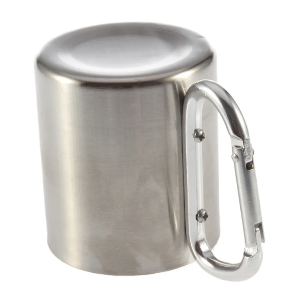 1pcs double wall travel mug cup caneca mugs cups and mugs Aluminium carabiner stainless steel hook isolating handle travel cup