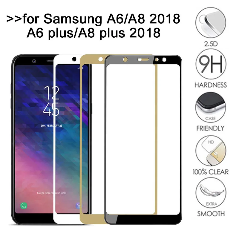 20D Protective film for Samsung Galaxy A8 plus 2018 screen protector samsung a8 a6 a5 full cover tempered glass 9H | Мобильные