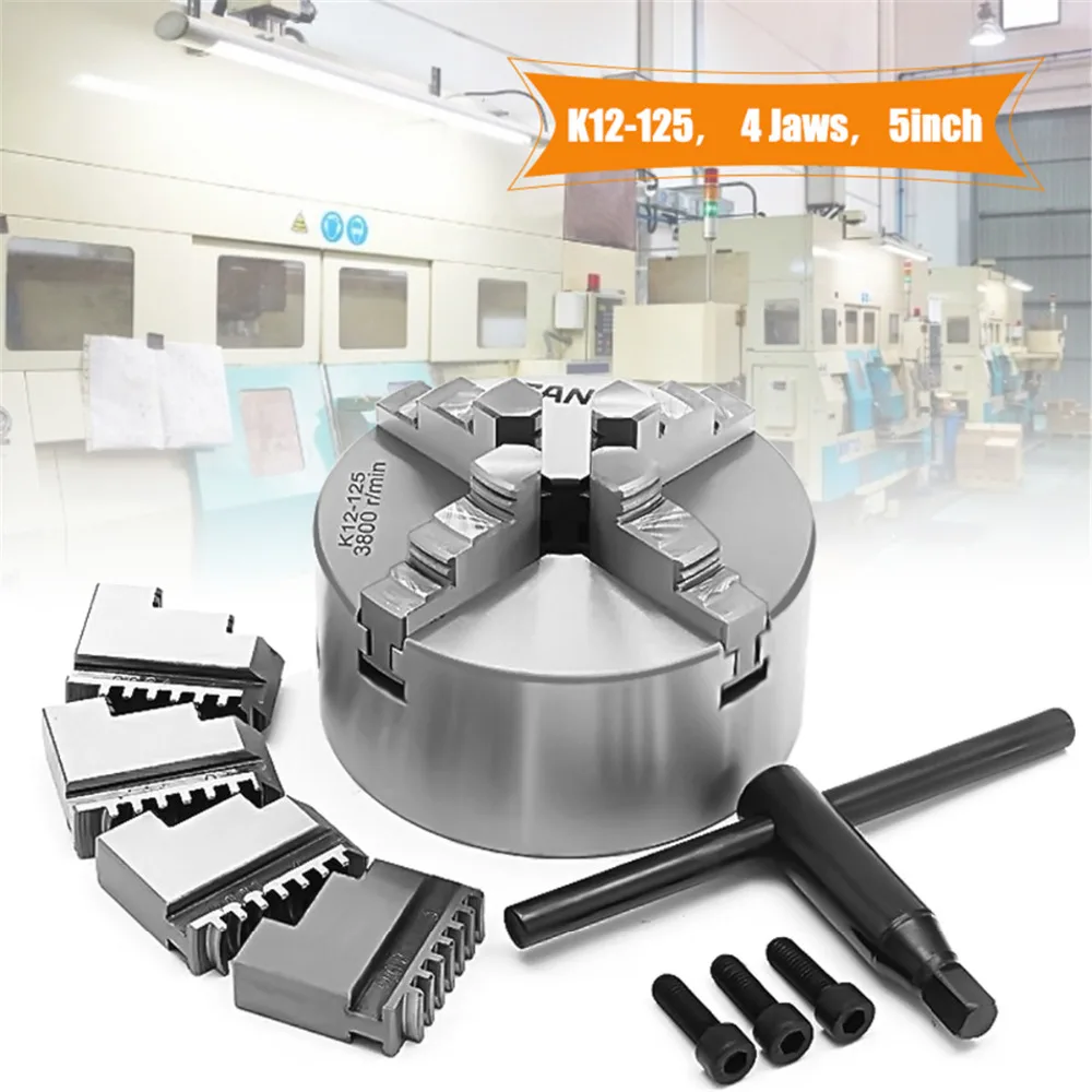 4-Jaw-5-K12-125-Lathe-Chuck-Self-Centering-Hardened-Steel-CNC-Milling-125mm-for-Drilling