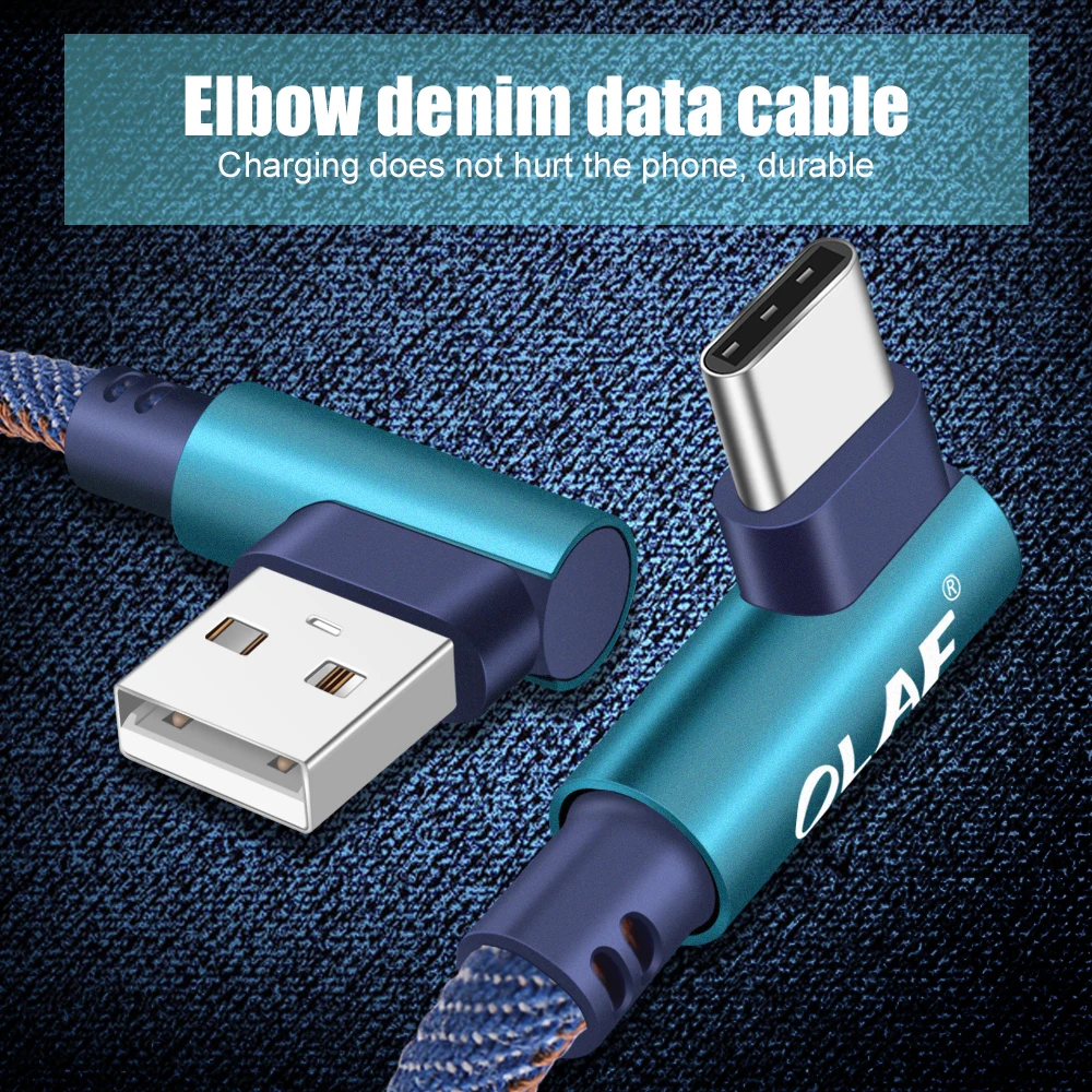 OLAF 1 м 2 90 градусов USB Type C кабель для Samsung S9 S10 Plus Быстрая зарядка c Micro iphone X Xs Max