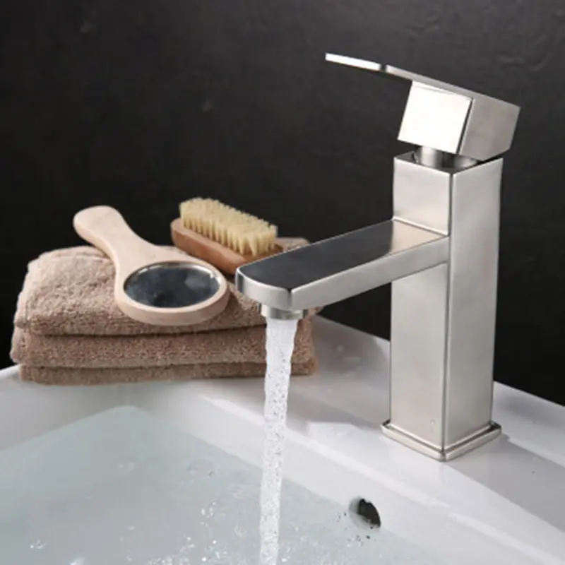 SUS Brushed Faucet. Bathroom Deck Mounted basin sink mixer faucet tap hot/cold water single hole Home Improveme | Обустройство дома