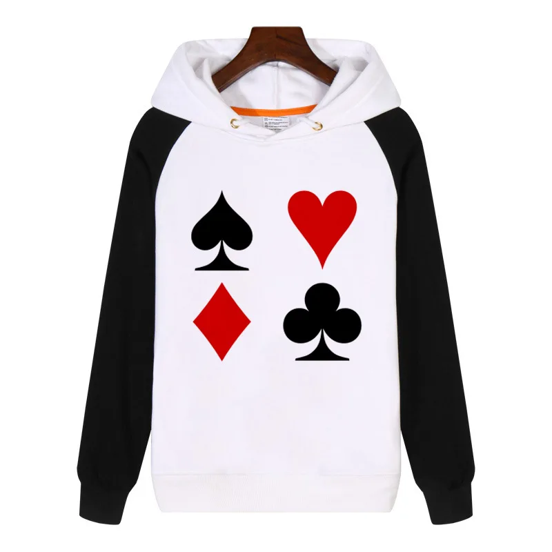 

FOR Poker Cards Hoodies fashion men women Sweatshirts Streetwear Clothes Thick Fleece Clothing Sportswear GA681