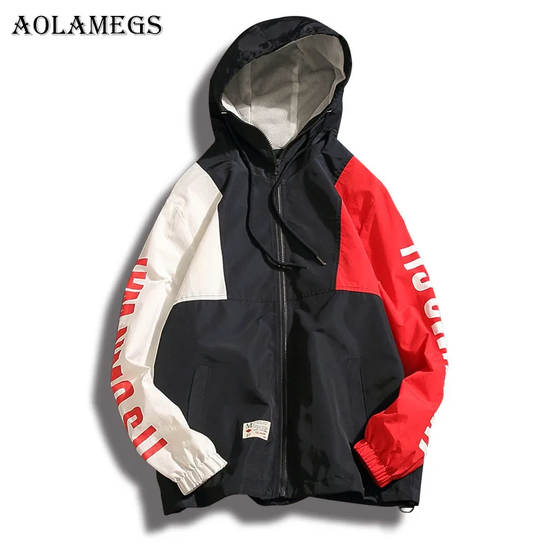 

Aolamegs Original Patchwork Plus Size Thin Hoodies Men Fashion High Street Summer Hip hop Full Sleeve Sweatshirts Streetwear
