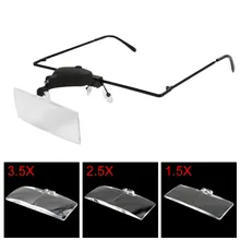 Поддерживающие стеклянные ювелирные украшения ремонт часов оголовье Lupas большое видение светодиодный увеличительное стекло 1.5X 2.5X 3.5X для ремонта часов ювелирные изделия