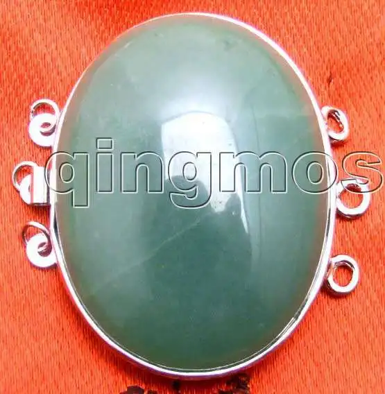 

SALE Big 32*42mm Oval natural Green jade Three strands Clasp-gp175 Wholesale/retail Free shipping