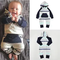 Puseky 0-24 м Одежда для новорожденных девочек и мальчиков теплый с длинным рукавом с капюшоном ползунки мода Bebes костюм карман Слитные