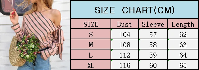 Модные женские весенне-Летние повседневные свободные полосатые блузки на одно плечо с длинными рукавами Топы