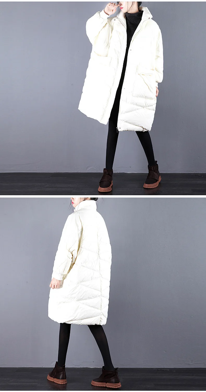 Зимний модный бренд размера плюс, свободный стиль, стоячий воротник, теплый пуховик для женщин, глянцевая ткань, теплое пальто wq567