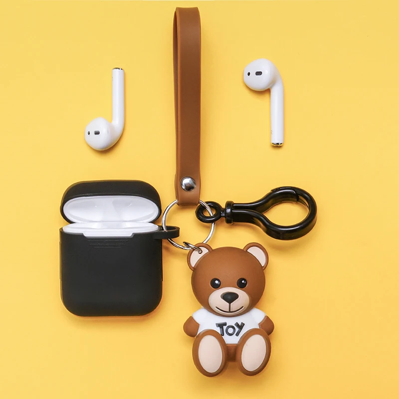 

New cute Bear Moschin soft silicon Wireless Earphone Charging Cover for Apple AirPods 1 2 Prevent loss Bluetooth Headset case