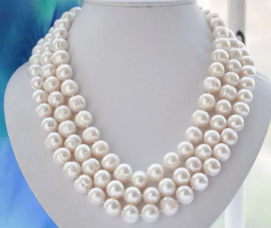 

Free Shipping >>>very beautiful 3 Rows Huge AAA 12-13MM south sea white pearl necklace 18 inch