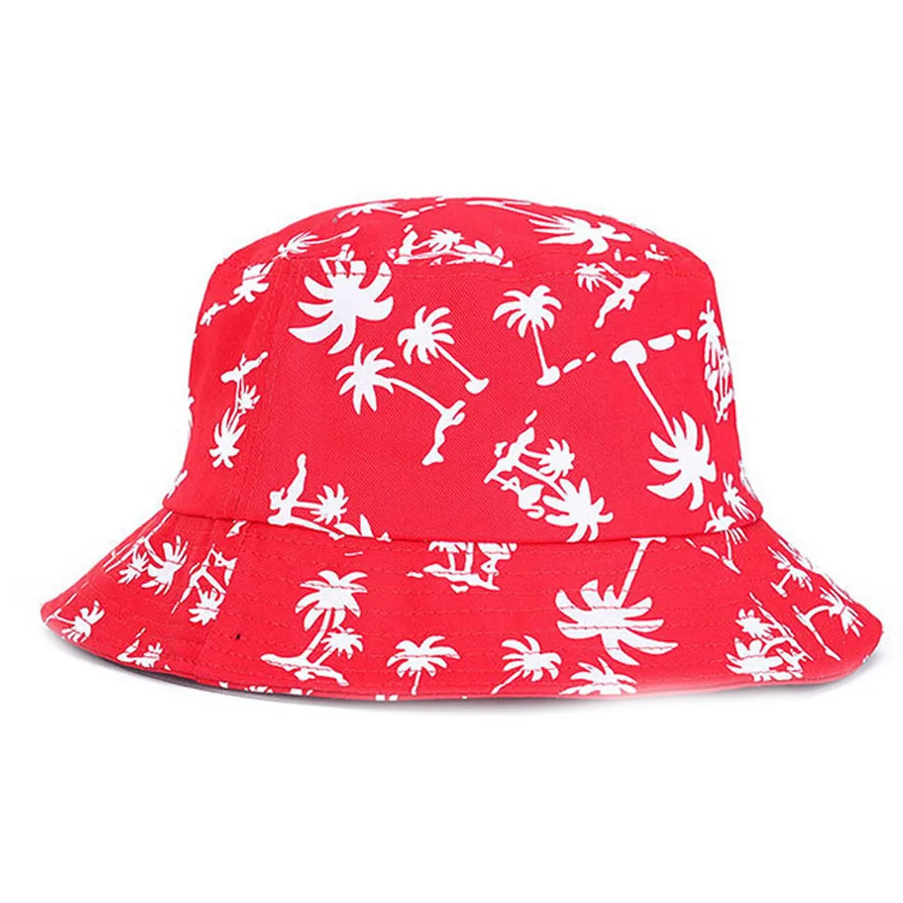 Ковша модные Мода граффити плоским ведро шляпы с кокосовой пальмы узор Портативный Открытый спорт для полями