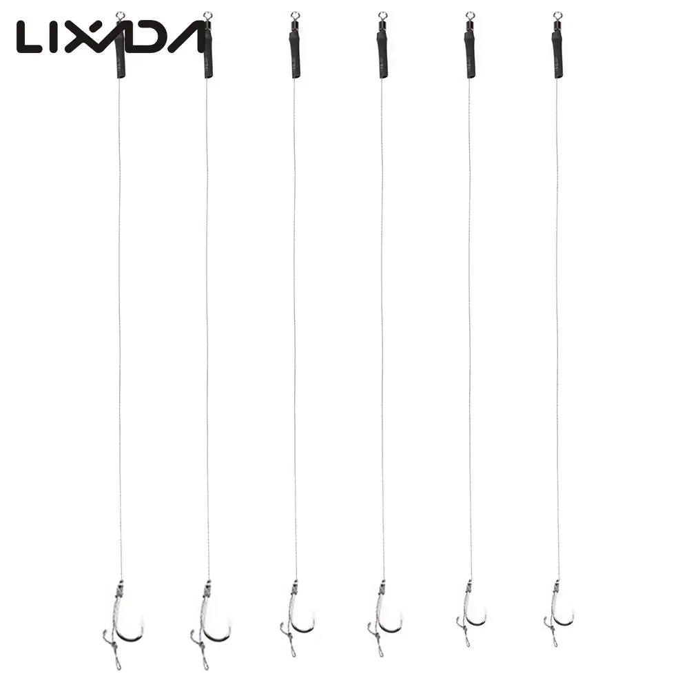 

6Pcs/lot Carp Fishing Hook Tied Rigs Ready Made Rig with White Green Boilie Stoppers Carbon Steel Arc Hook / Straight Hook