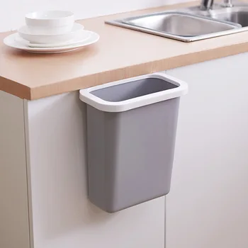 

Creative Kitchen Hanging Trash Cans Cabinet Door Hanging Plastic Waste Bins Bathroom Dustbin Pressure Ring Paper Basket Lixeira