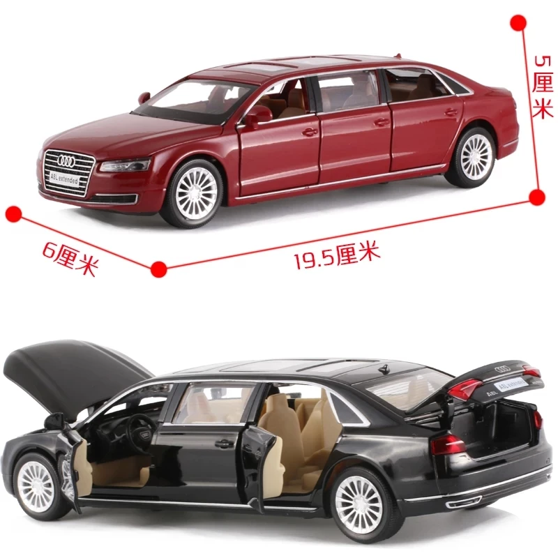 Лицензированная модель 19,5 см Расширенный Audi A&L литой автомобиль 6 с открывающимися дверцами отличное качество красный и черный цвет