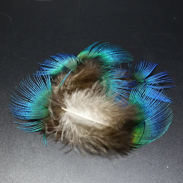 WellieSTR 5styles Peacock Feather Blue Neck&Gold Body&Swords&Tails&Stripe  Fly Tying Feathers for Numerous Fly Bodies