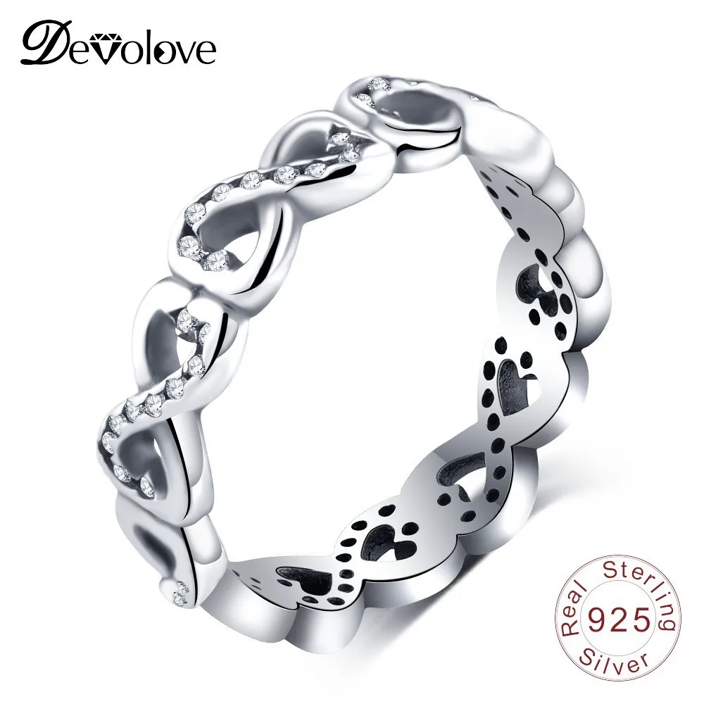 Devolove Forever Love кубический цирконий Юбилей Promise Ring 925 пробы Серебряные ювелирные