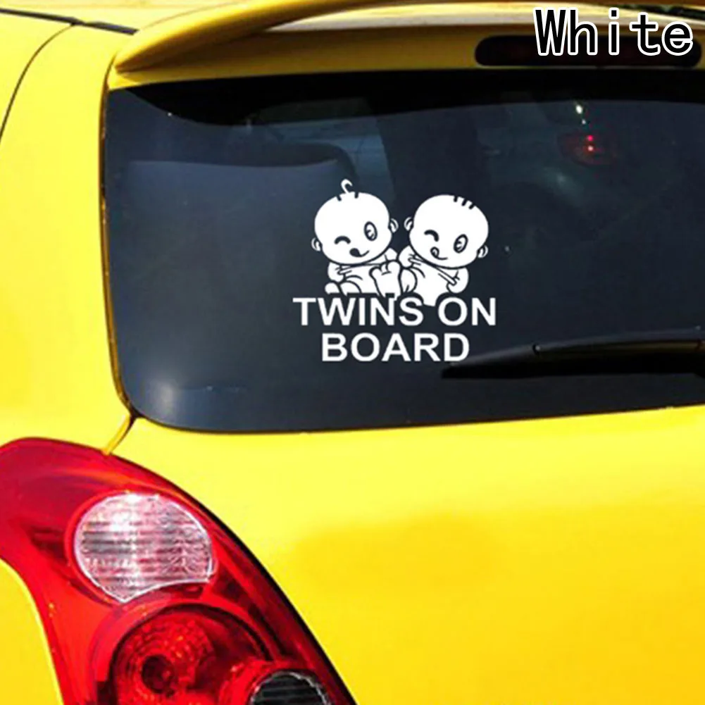 

15*14CM TWINS ON BOARD Warning Mark Car Stickers Baby child Vinyl Decals Window Decoration Sticker Accessories