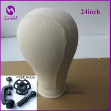 24” Off-white beige Color Canvas Block Head For Hair Extension lace wigs Making and Display Styling Manequin Manikin Head