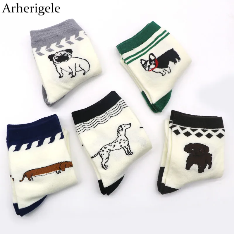 Arherigele Cartoon Animal Cute Dog Socks Women Short Socks Long Cotton Blend Funny Socks for Ladies Girls Calcetines Mujer