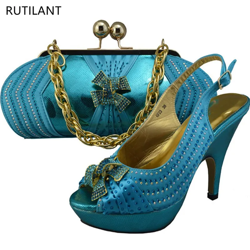 

New Arrival Matching Shoes and Bag Set In Heels Shoes and Bag Set African Set Party Shoes and Bag Set Decorated with Stone