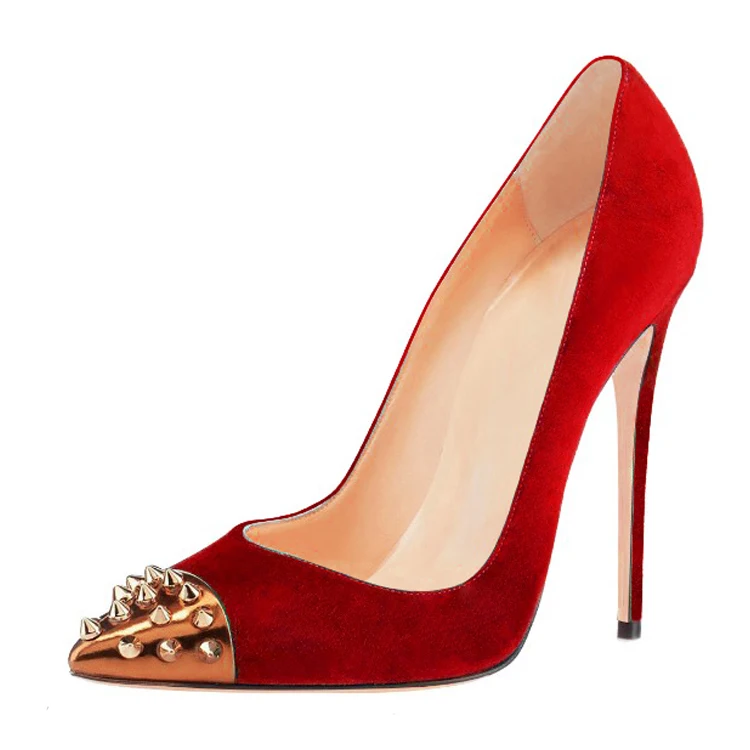 Arden Furtado/Коллекция года; сезон весна-осень; пикантная модная обувь для вечеринок; туфли-лодочки на высоком каблуке 12 см; женские свадебные туфли на шпильке с красными заклепками