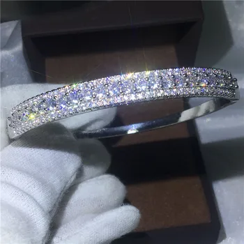 

Bohemia Bridal bracelet Pave settling 5A cubic zirconia White Gold Filled Engagement Bangle for women wedding accessaries