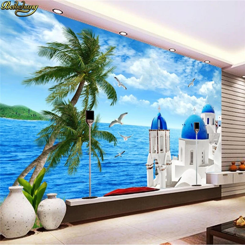 

Beach background wallpaper 3d wall murals wallpaper TV wallpaper decoration large mural for living room photo wallpaper