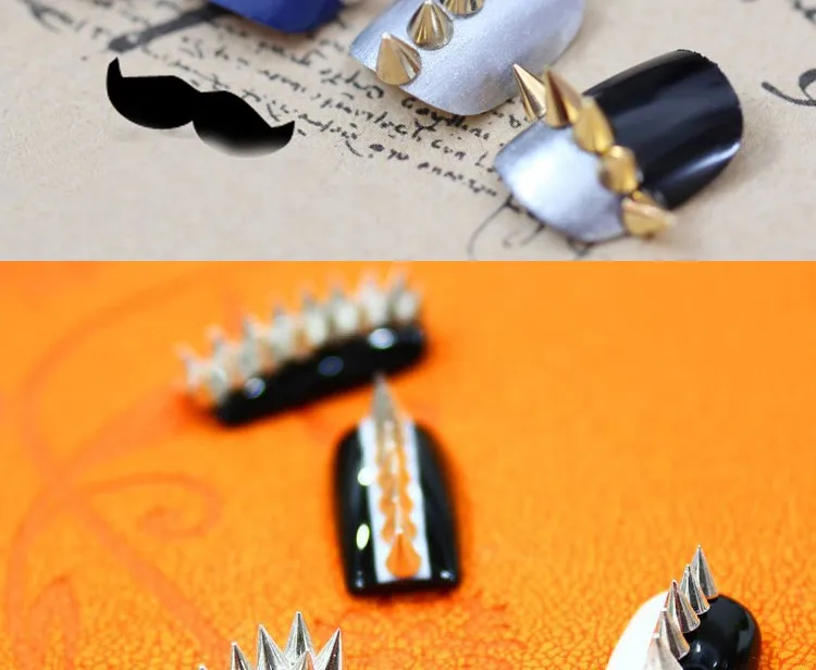 100 шт, модные аксессуары для ногтей, металлические конусные шипы в стиле панк, декоративная заклепка для дизайна ногтей, украшения для ногтей в стиле ретро